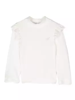 Monnalisa футболка с длинными рукавами и декорированным логотипом, белый