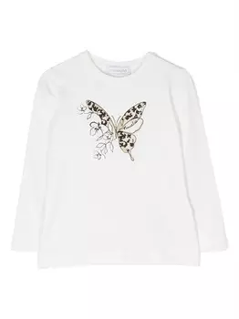 Monnalisa футболка с длинными рукавами и принтом, белый