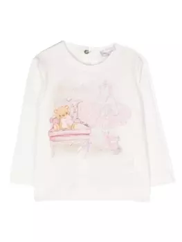 Monnalisa футболка с длинными рукавами и принтом, белый