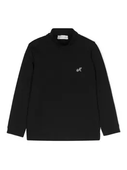 Monnalisa футболка с длинными рукавами и стразами, черный