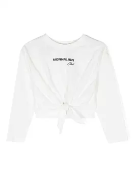 Monnalisa футболка с длинными рукавами и завязками, белый