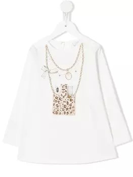 Monnalisa футболка с графичным принтом, белый