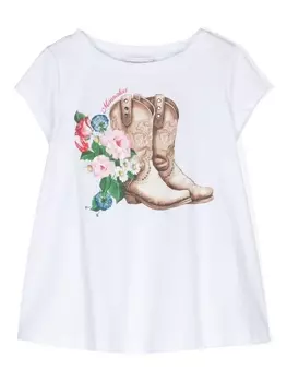 Monnalisa футболка с графичным принтом, белый