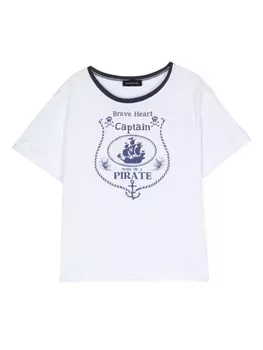 Monnalisa футболка с графичным принтом, белый