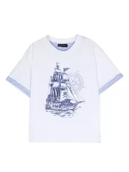 Monnalisa футболка с графичным принтом, белый