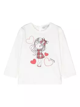 Monnalisa футболка с графичным принтом, белый