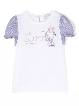 Monnalisa футболка с графичным принтом из коллаборации с Disney, белый