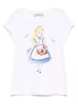 Monnalisa футболка с графичным принтом из коллаборации с Disney, белый