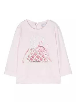 Monnalisa футболка с графичным принтом, розовый