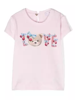 Monnalisa футболка с графичным принтом, розовый