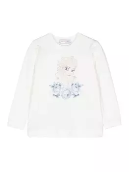 Monnalisa футболка с кристаллами из коллаборации с Disney, белый