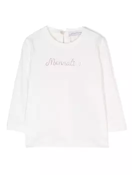 Monnalisa футболка с логотипом, белый