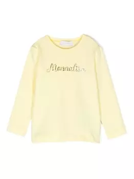 Monnalisa футболка с логотипом и кристаллами, желтый