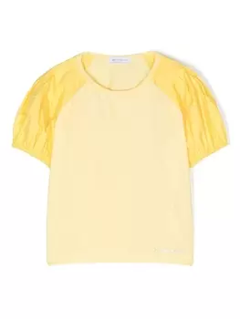 Monnalisa футболка с логотипом и стразами, желтый