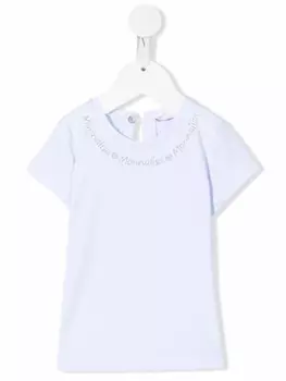 Monnalisa футболка с логотипом и заклепками, синий