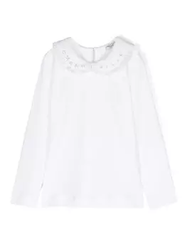 Monnalisa футболка с логотипом из стразов, белый