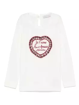 Monnalisa футболка с нашивкой в виде сердца, белый