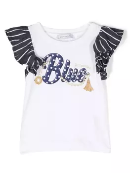 Monnalisa футболка с оборками, белый