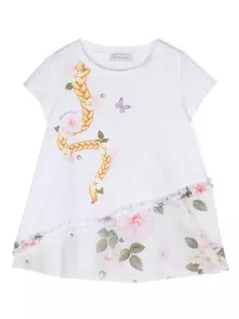 Monnalisa футболка с оборками, белый