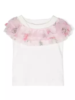 Monnalisa футболка с оборками, белый