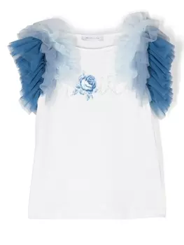 Monnalisa футболка с оборками, белый