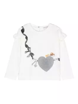 Monnalisa футболка с оборками, белый