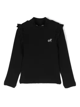 Monnalisa футболка с оборками, черный