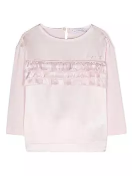 Monnalisa футболка с оборками и стразами, розовый