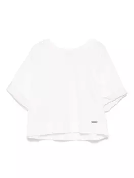 Monnalisa футболка с отделкой в полоску, белый