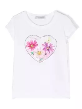 Monnalisa футболка с пайетками, белый