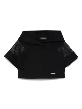 Monnalisa футболка с прозрачной отделкой, черный