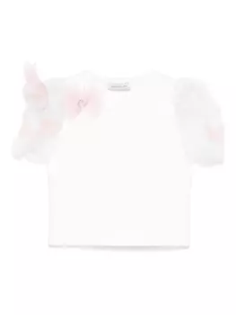 Monnalisa футболка с рукавами из тюля, белый