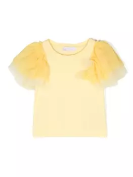 Monnalisa футболка с рукавами из тюля, желтый