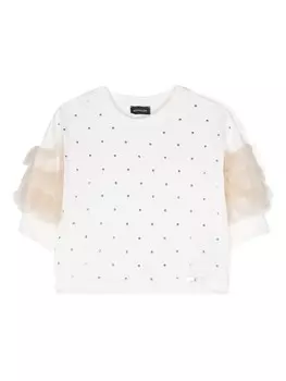 Monnalisa футболка с тюлем, белый