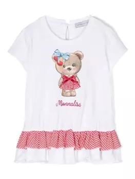 Monnalisa футболка с вышитым логотипом, белый