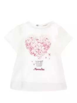 Monnalisa футболка с вышитым логотипом, белый
