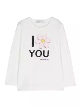 Monnalisa футболка со стразами, белый