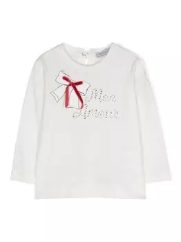 Monnalisa футболка со стразами, белый