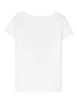 Monnalisa футболка со стразами и графичным принтом, белый