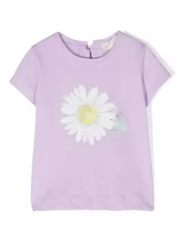 Monnalisa футболка St. Daisy с цветочным принтом, фиолетовый