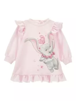 Monnalisa хлопковое платье с оборками, розовый