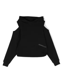 Monnalisa худи из смесового хлопка с открытыми плечами, черный