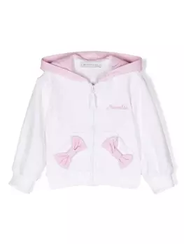 Monnalisa худи на молнии с бантом, белый