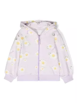 Monnalisa худи на молнии с цветочным принтом, фиолетовый