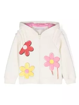 Monnalisa худи на молнии с цветочным принтом, серый