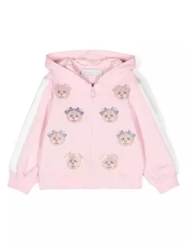 Monnalisa худи на молнии с кристаллами, розовый