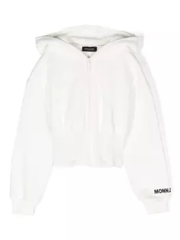 Monnalisa худи на молнии с логотипом, белый