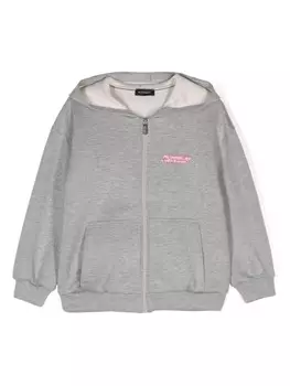 Monnalisa худи на молнии с логотипом, серый