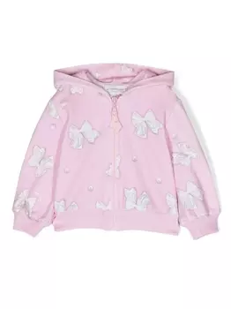 Monnalisa худи на молнии с принтом, розовый