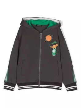 Monnalisa худи на молнии с принтом, серый